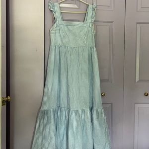 Gal Meets Glam Blue and White Striped Maxi Styled Size 14 Dress